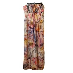 ASOS Water Color Floral Strapless Dress sz 10